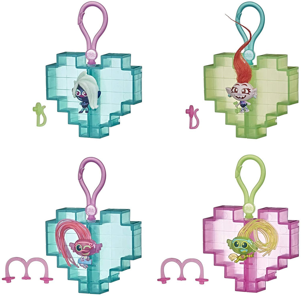 Trolls DreamWorks World Tour Tiny Dancers Surprise 4-Pack Series 3, Tiny Dancers Dolls, Clips, Rings, and Glasses, Toy for Kids 4 and Up