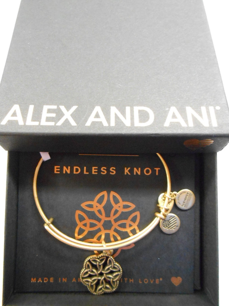 Alex and Ani Endless Knot Bangle Bracelet Rafaelian Gold NWT/Box/Card