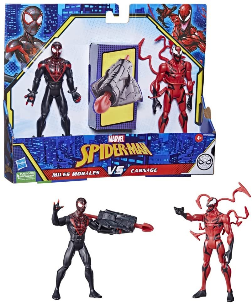 Spider-Man Marvel Miles Morales Vs Carnage Battle Packs, 6-Inch-Scale and Carnage Figure 2-Pack, Toys for Kids Ages 4 and Up