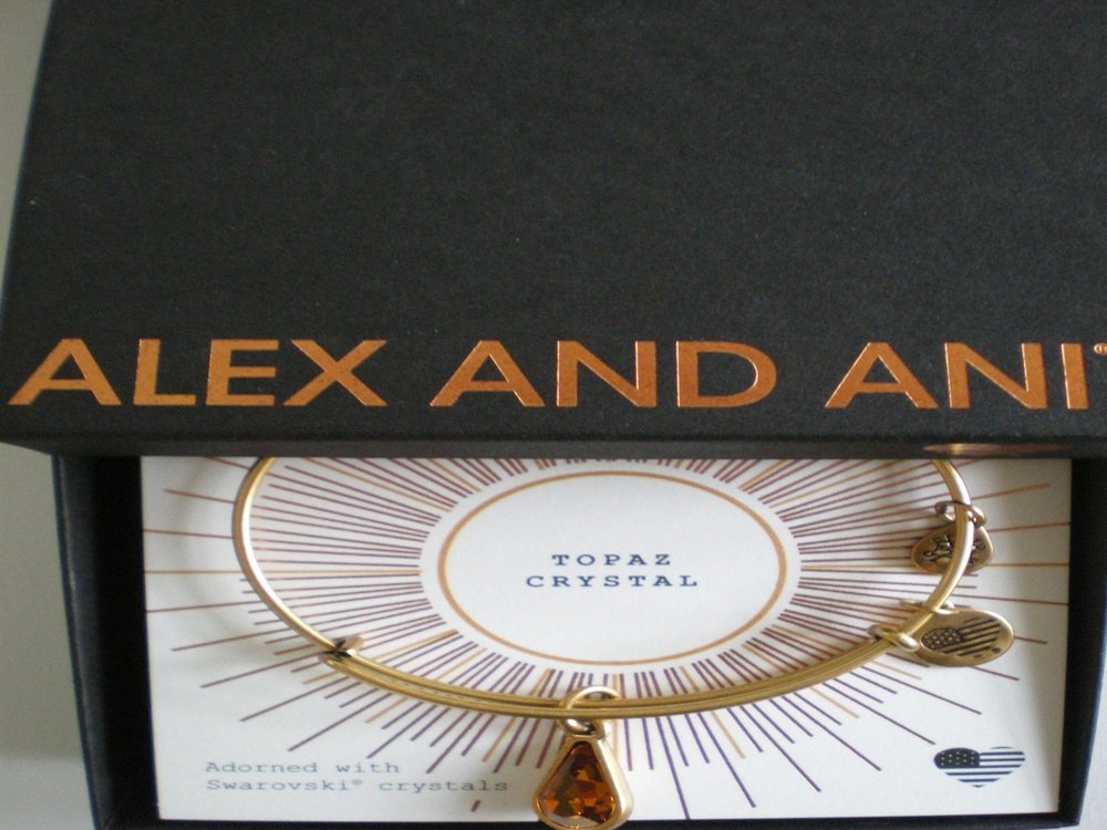 Alex and Ani Womens Swarovski Teardrop Color Code Bangle September/Rafaelian Gold/Sapphire