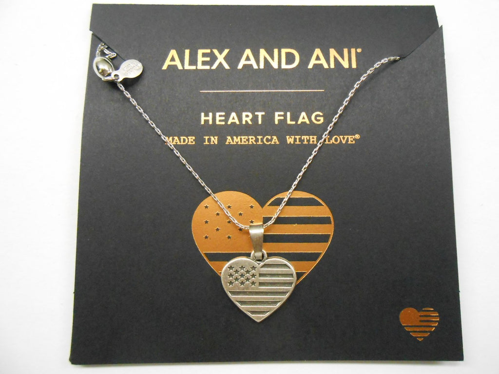 Alex and Ani Heart Flag Expandable Necklace 28" Rafaelian Silver