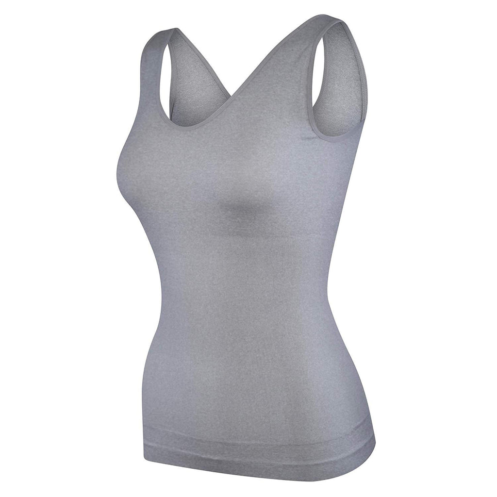 Elle Women's Body Shaping Camisoles 4-Pack Scoop Tank Tops Shapewear Tummy Control Seamless Plus