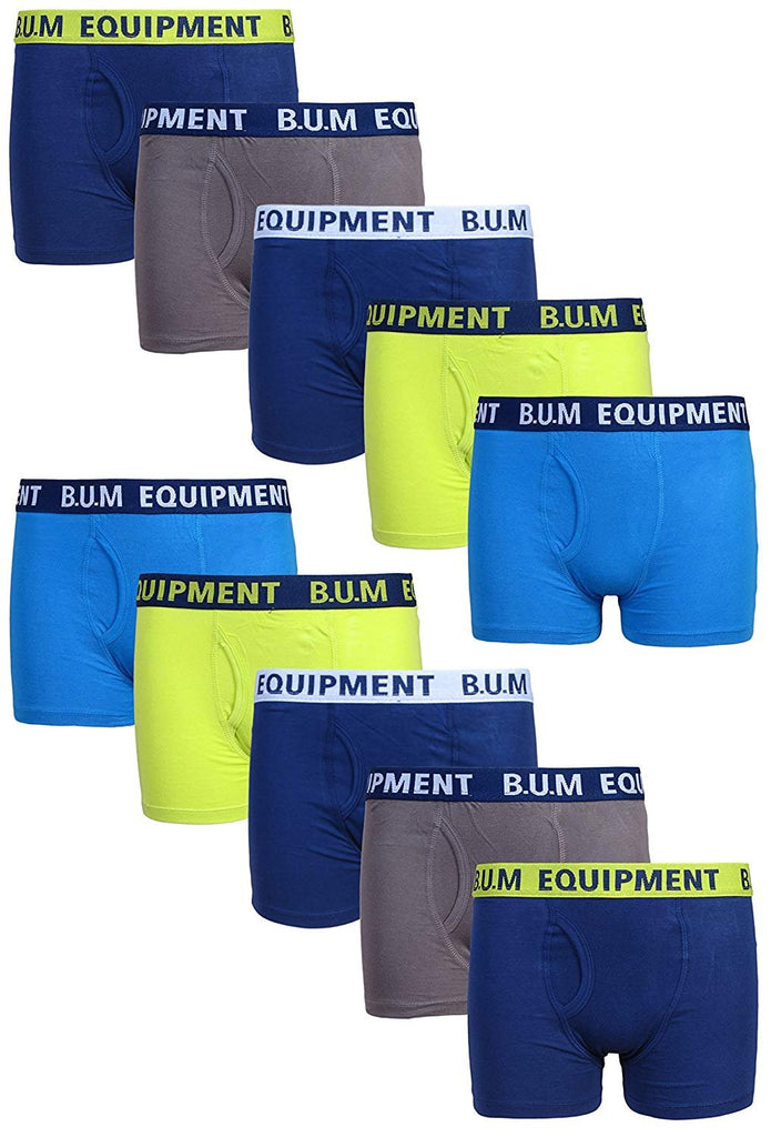 B.U.M. Equipment Boys 10 Pack Solid Boxer Briefs Underwear