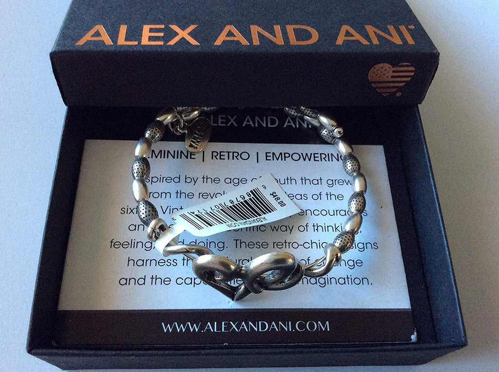 Alex and Ani V66 Heart Wrap Bangle Bracelet Rafaelian Silver New with Tag Box Card