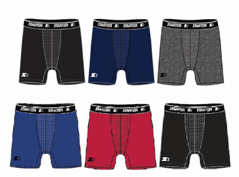 Starter Mens Performance Boxer Briefs - 6-Pack Stretch Underwear Breathable No Fly