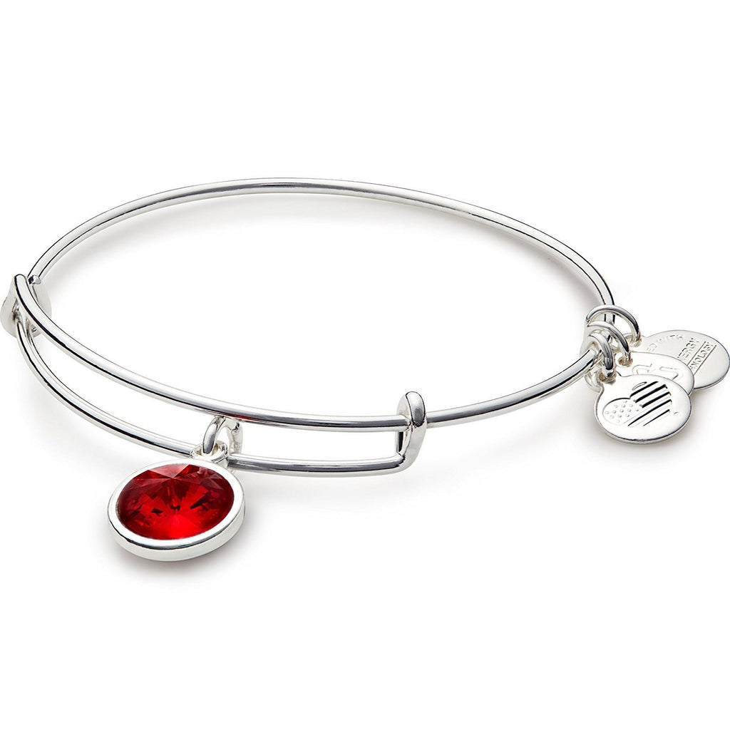 Alex and Ani July Birthstone Charm Bangle Shiny Silver Finish Bracelet, A09EB246S