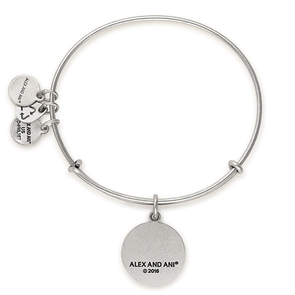 Alex and Ani Women's Initial W Charm Bangle Rafaelian Silver Finish