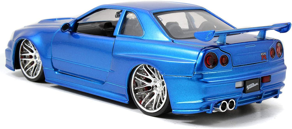Jada Toys Fast & Furious 1:24 Brian's 2002 Nissan Skyline GT-R R34 a Die-cast Car, Toys for Kids and Adults, Blue (97173)
