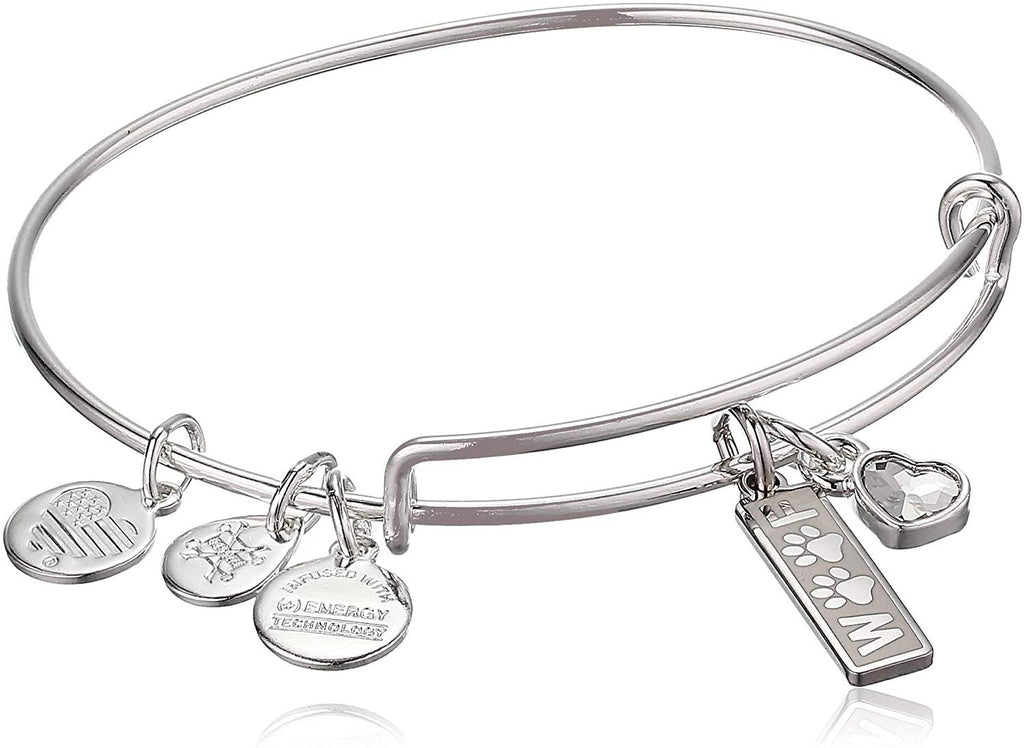 Alex and ANI Duo Charm Meow and Woof Bangle Bracelet Silver/Woof One Size