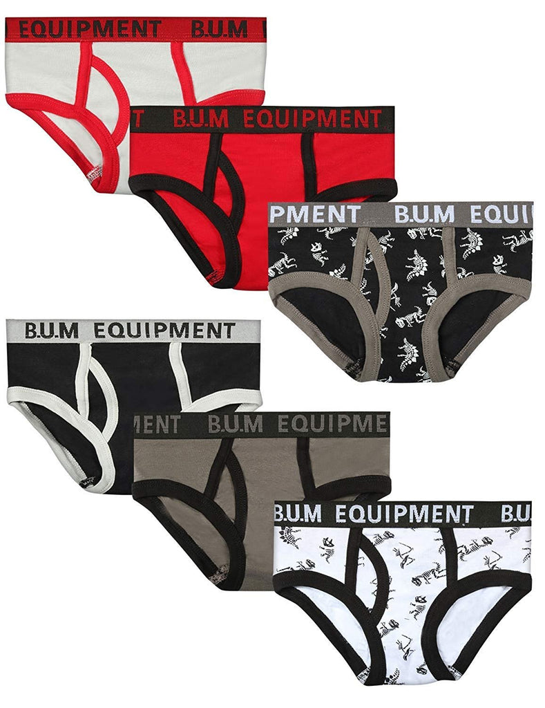 B.U.M. Equipment Toddler and Little Boys' 6 Pack Underwear Briefs, Solids and Prints