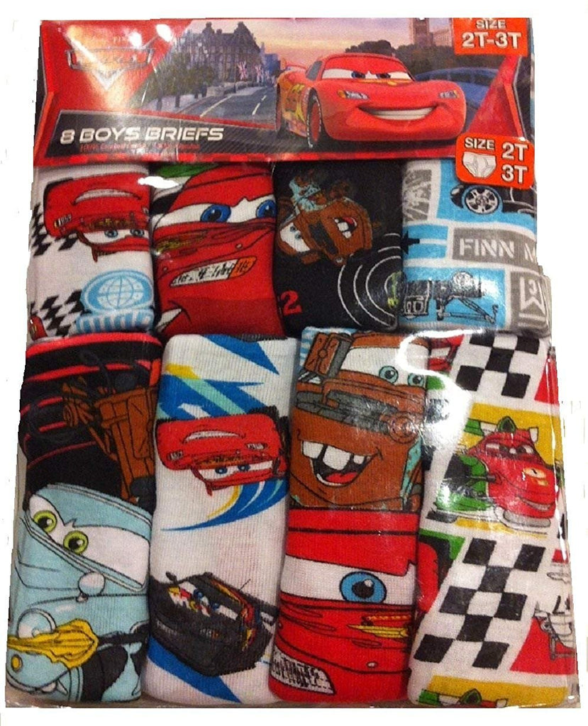Disney Cars 3 Boys Underwear - 8-Pack Toddler/Little Kid/Big Kid Size Briefs McQueen