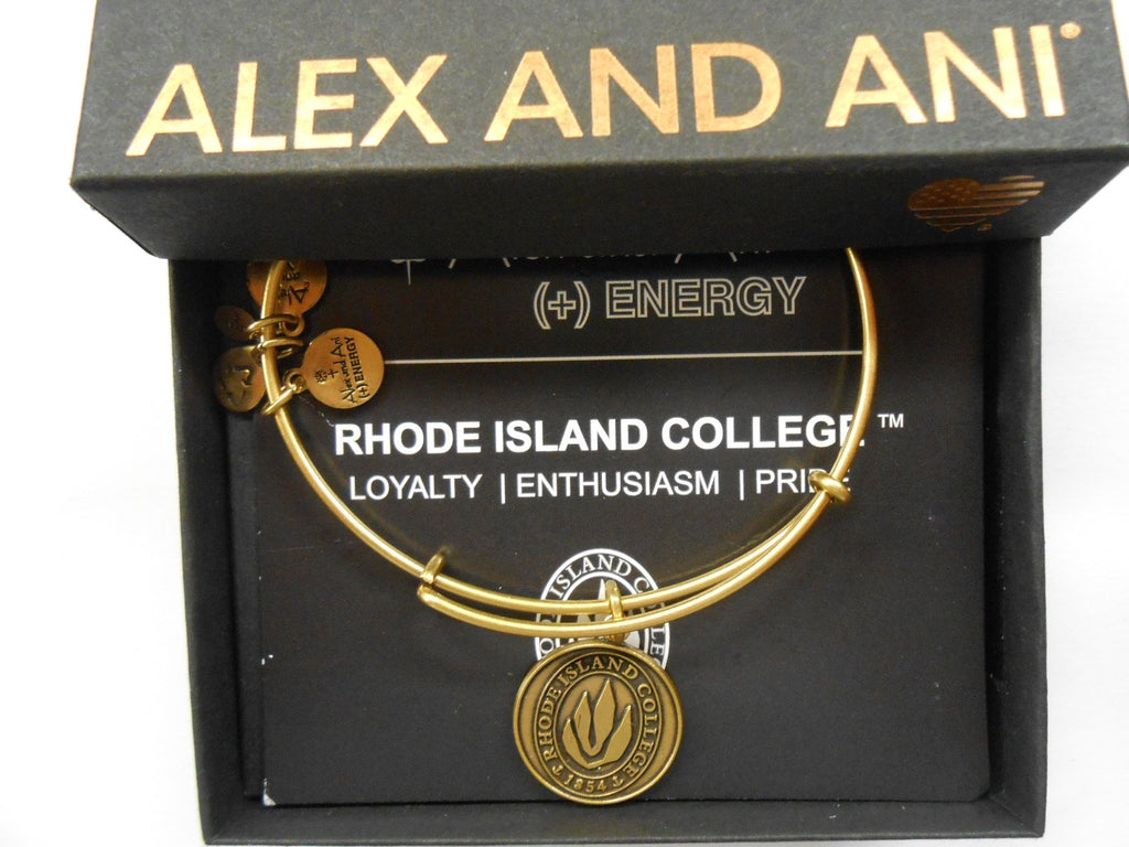 Alex and Ani Collegiate University of Rhode Island Logo Expandable Rafaelian Gold-Finish Wire Bangle Bracelet
