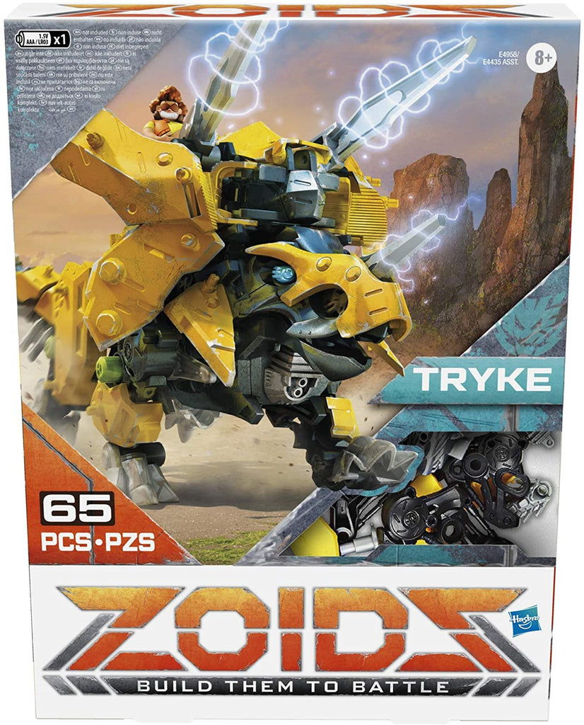 ZOIDS Hasbro Giga Battlers Tryke - Triceratops-Type Buildable Beast Figure with Motorized Motion - Toys for Kids Ages 8 and Up, 63 Pieces (E4958)