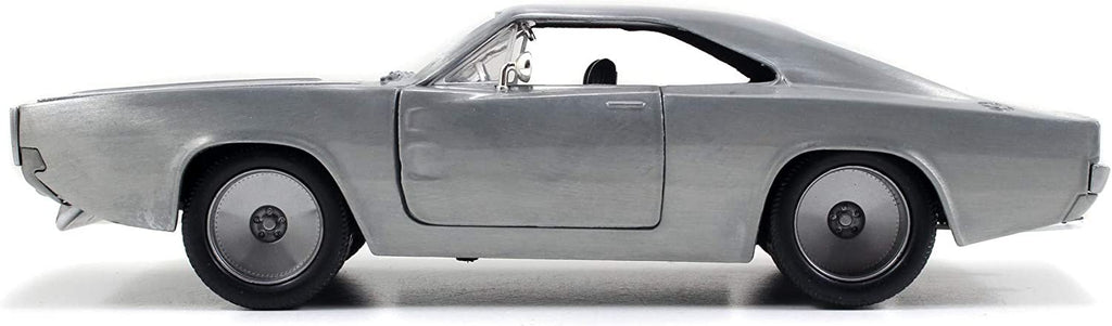 Fast & Furious 1:24 Dom's 1968 Dodge Charger R/T Die-cast Car Bare Metal, Toys for Kids and Adults, 97336