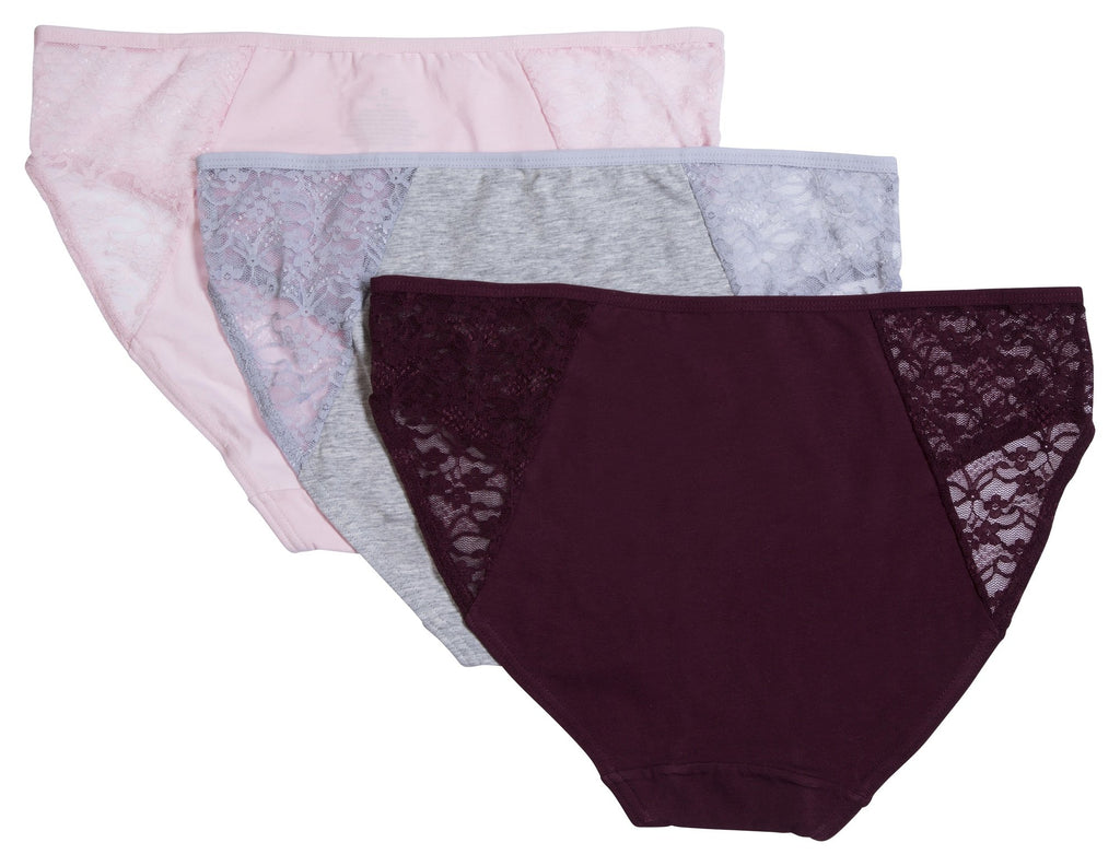 Donna Loren Women's Floral Lace Detail Classic Panties, 3-Piece Set