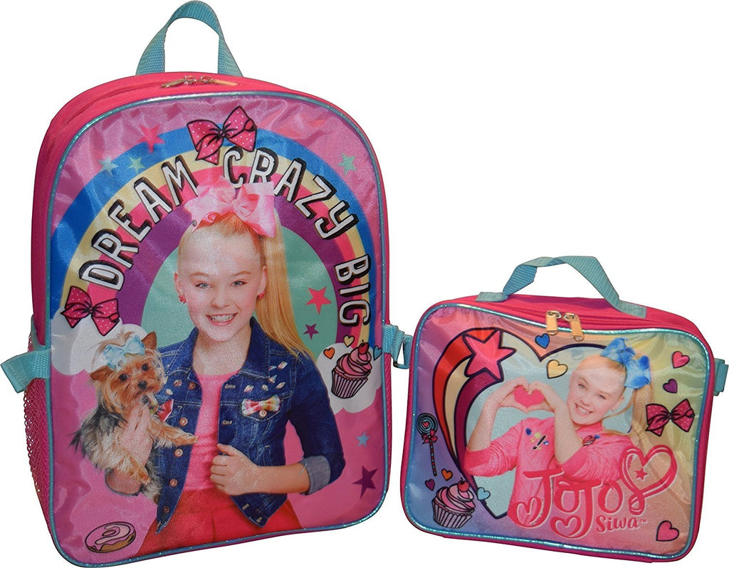 Nickelodeon Girl Jojo Siwa 16" Backpack With Detachable Matching Lunch Box
