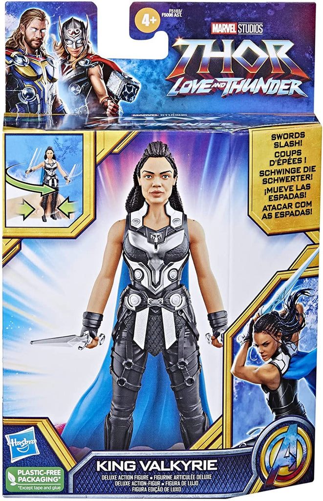 Marvel Studios' Thor: Love and Thunder King Valkyrie Toy, 6-Inch-Scale Deluxe Action Figure with Action Feature, Toys for Kids Ages 4 and Up