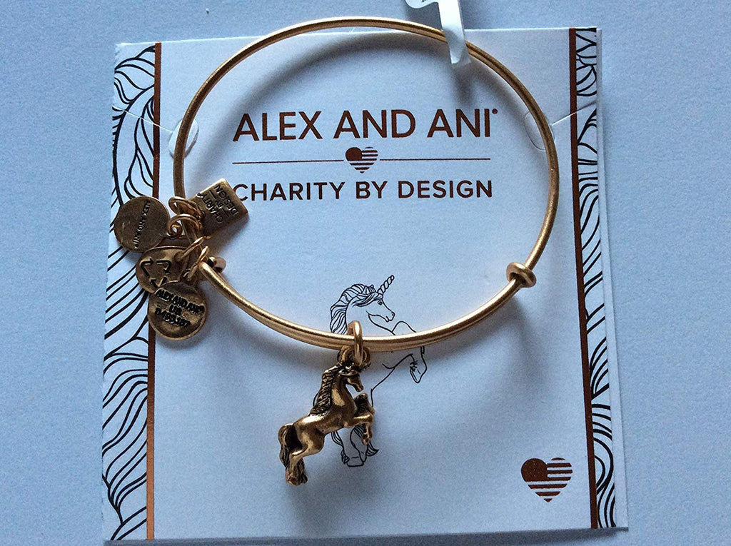 Alex and Ani Unicorn Bangle Bracelet Rafaelian Gold Tag Box Card