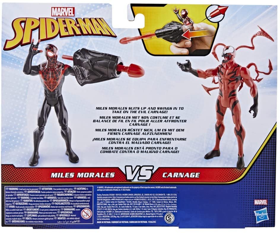 Spider-Man Marvel Miles Morales Vs Carnage Battle Packs, 6-Inch-Scale and Carnage Figure 2-Pack, Toys for Kids Ages 4 and Up