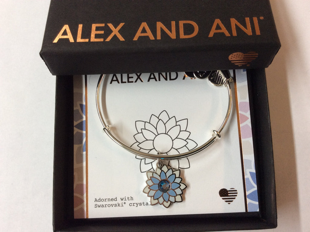Alex and Ani Womens Charity By Design, Water Lily Bangle Shiny Silver One Size