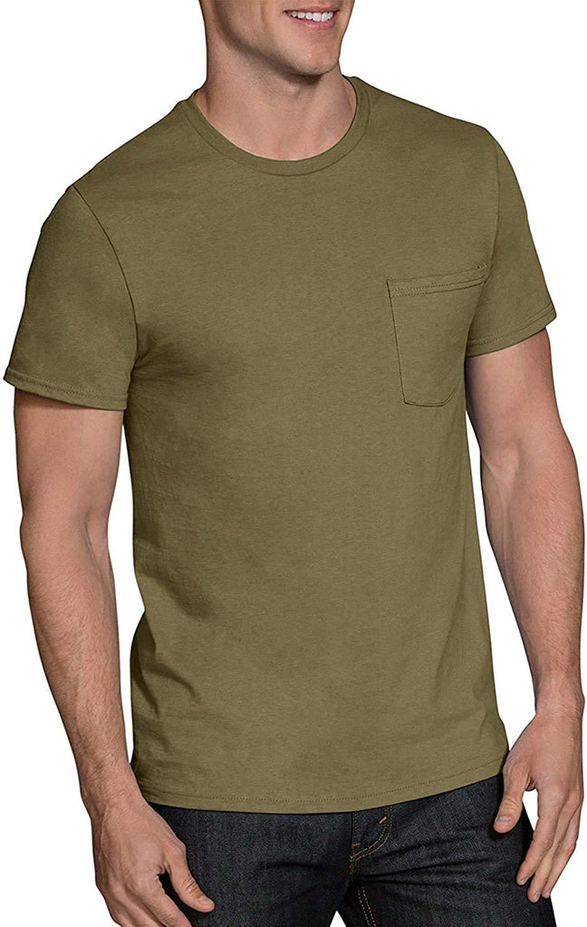 Fruit of the Loom Men's Pocket T-Shirts 8-Pack Duel Defense Colors Vary Sizes 2X-3X Slightly Imperfect