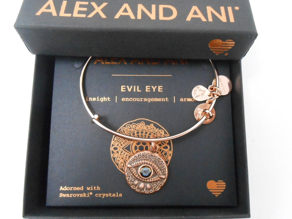 Alex and Ani Evil Eye Bangle Bracelet Rose Gold New Tag Box Card 2018