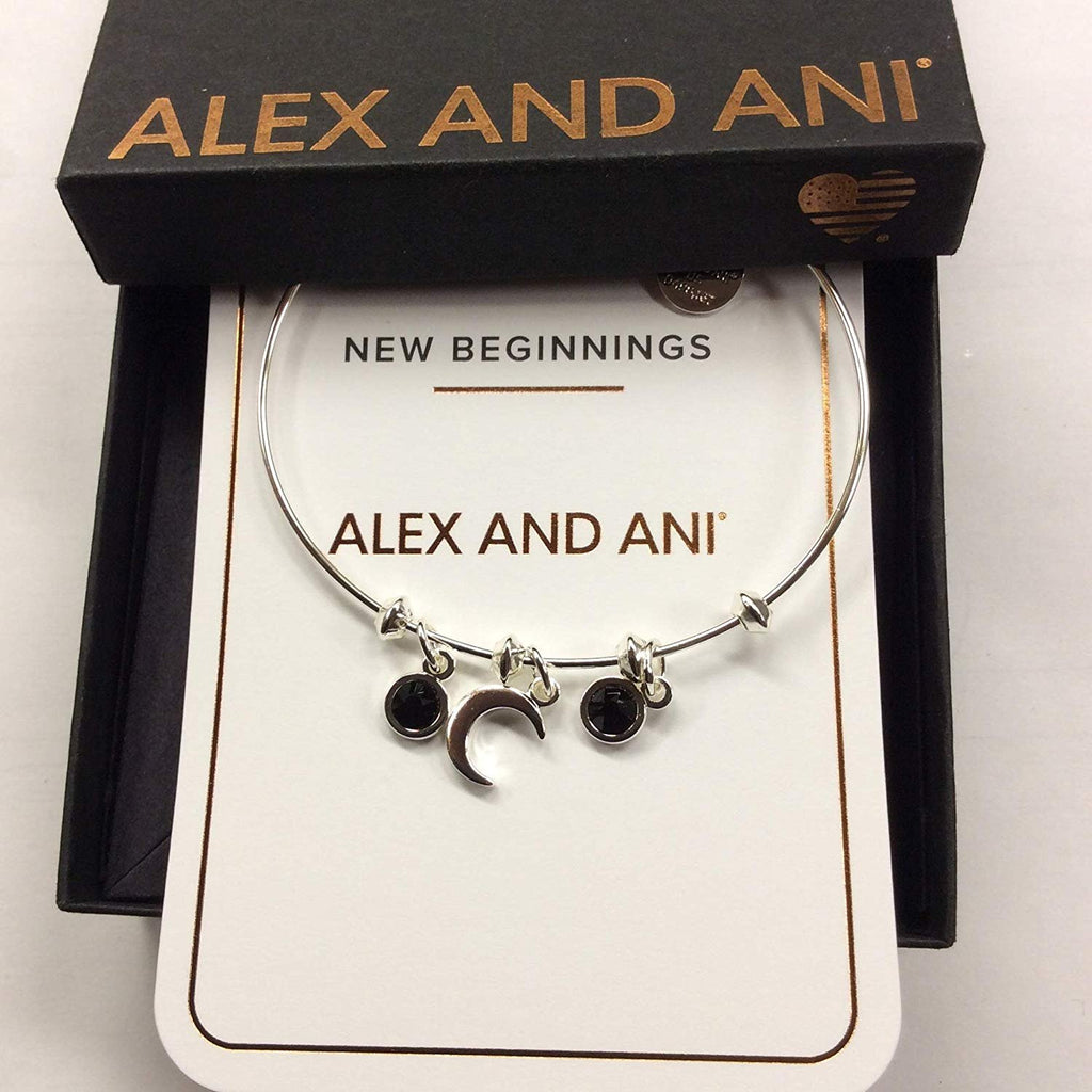Alex and Ani Moon & Star Multi Charm Bangle Bracelet Shiny Silver One Size