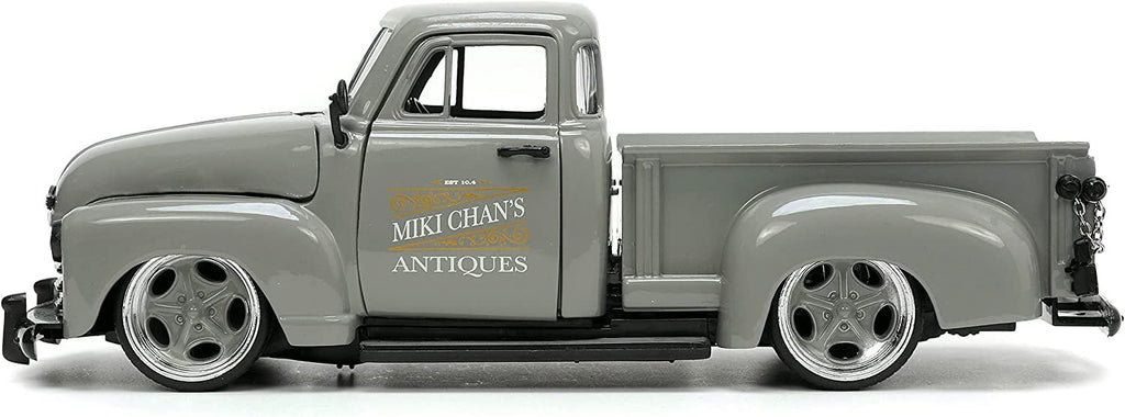Jada Toys Just Trucks 1:24 1953 Chevy Pickup Die-cast Car Gray with Tire Rack, Toys for Kids and Adults