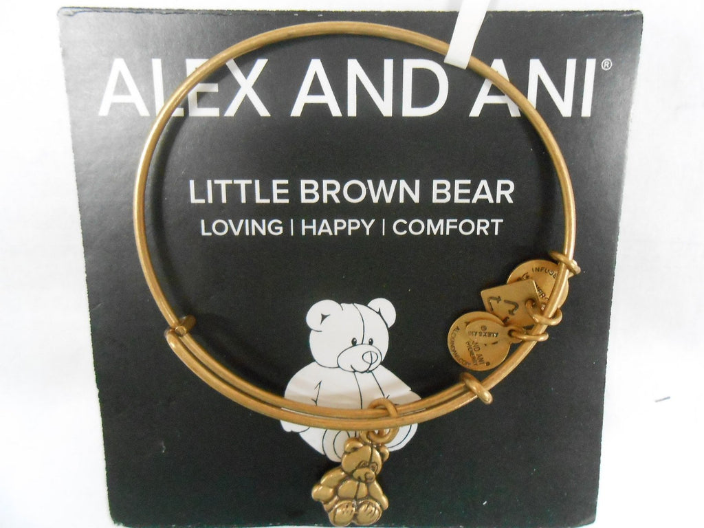 Alex and Ani LITTLE BROWN BEAR Bangle Bracelet Rafaelian Gold NWTBC
