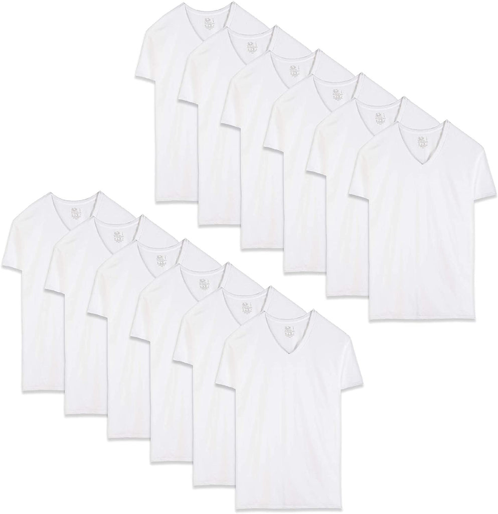 Fruit of the Loom Select Men's V-Neck T-Shirts Classic Fit Wicks Moisture Tagless Random 6-Pack