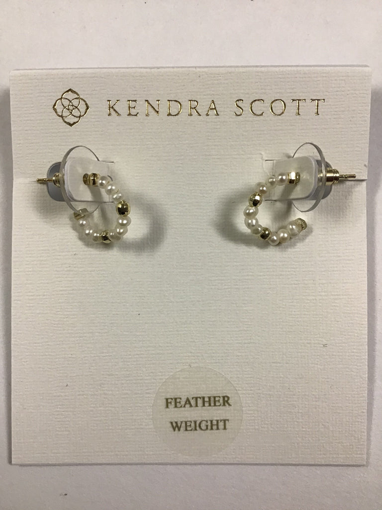 Kendra Scott Scarlet Huggie Earrings, Gold White Pearl