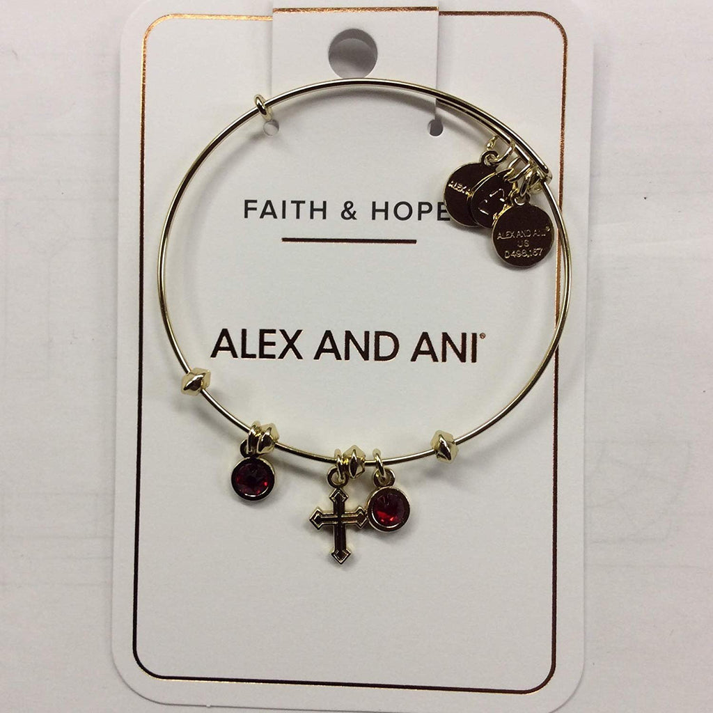 Alex and Ani Cross & Crystal Multi Charm Bangle Bracelet