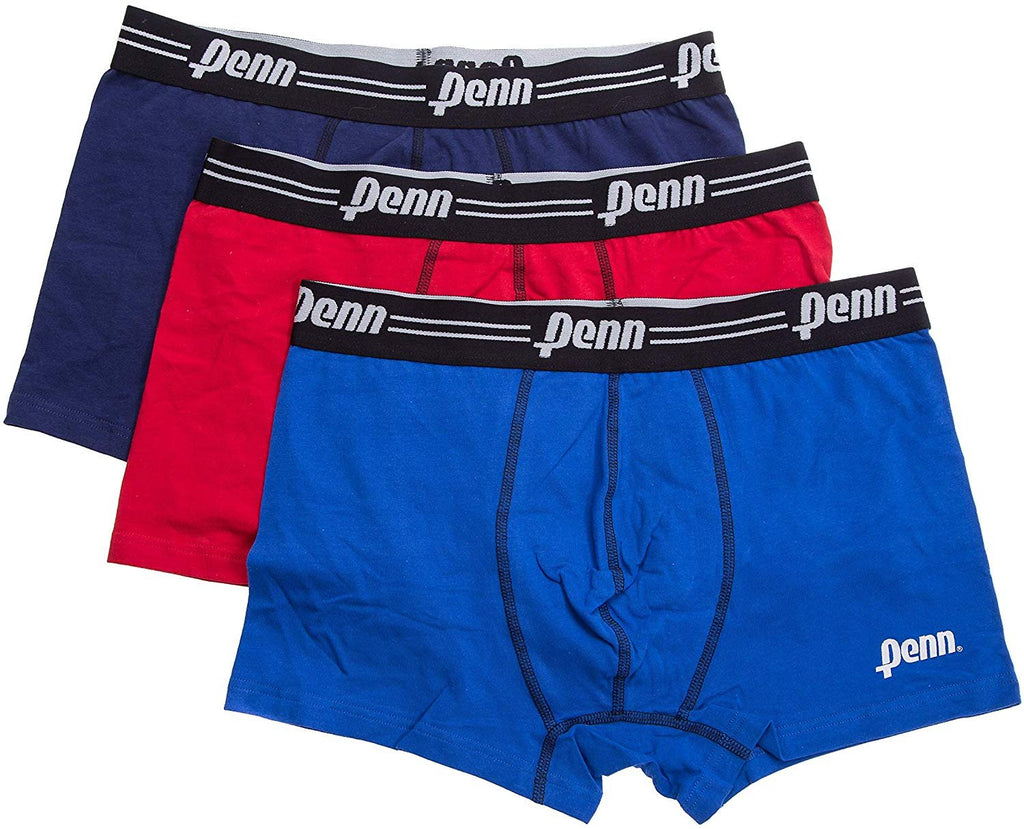 Penn Mens 3-Pack Athletic Boxer Briefs, Silver-Navy-Royal, 2XL
