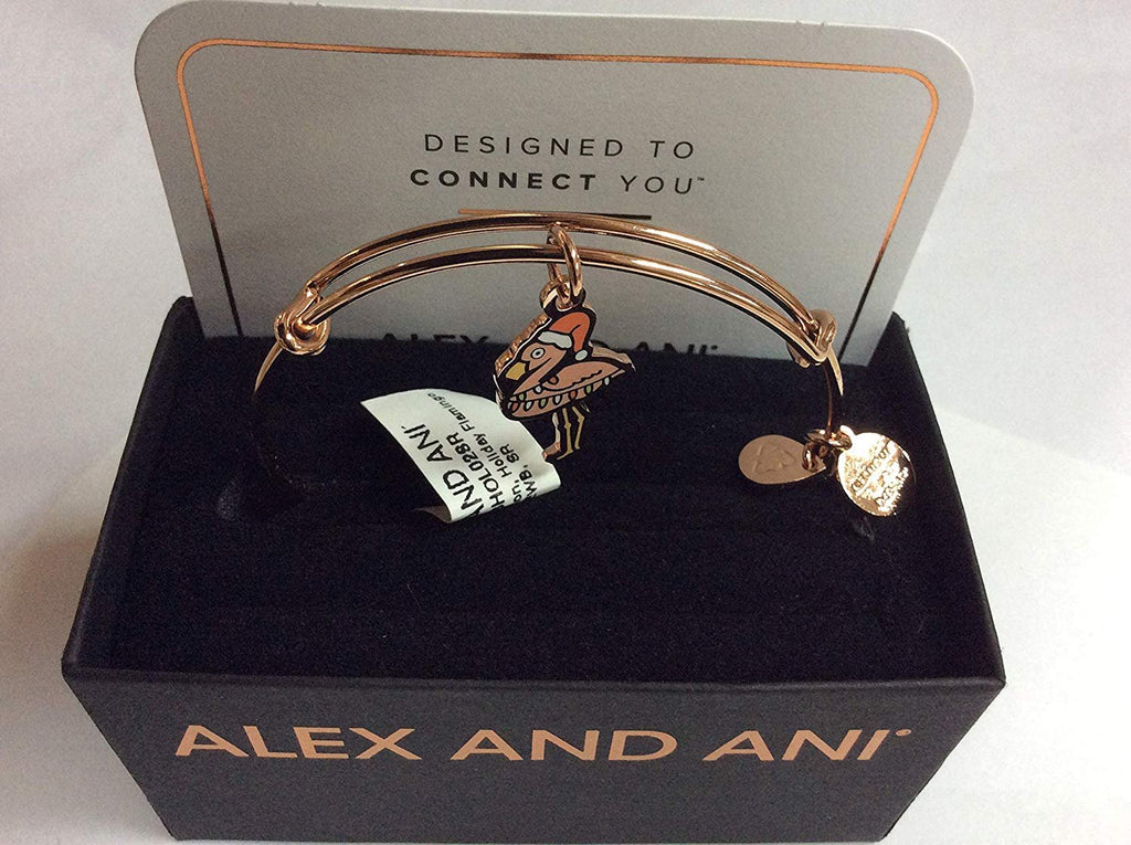 Alex and Ani Color Infusion, Holiday Flamingo Bangle Bracelet Shiny Rose Gold One Size