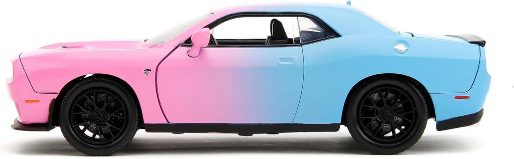 Pink Slips 1:24 2015 Dodge Challenger SRT Hellcat Die-Cast Car, Toys for Kids and Adults(Light Blue/Pink)