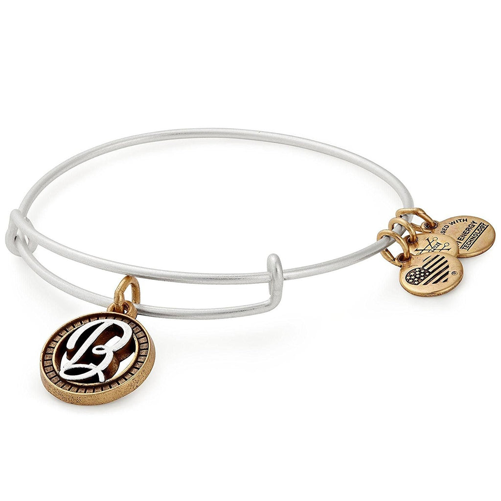 Alex and Ani Initial B Two-Tone Charm Bangle Bracelet - Rafaelian Gold and Silver Finish - A18EBINT02TTRS