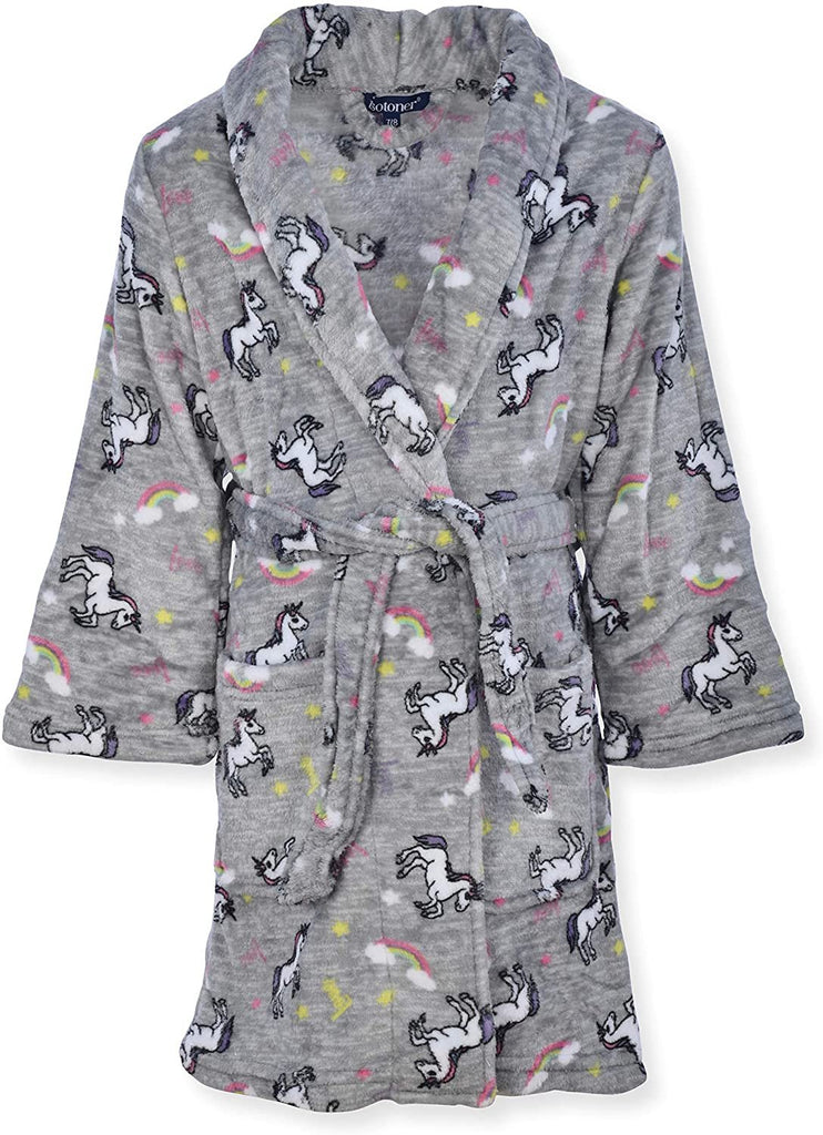 Isotoner Girls Plush Robe - Toddler Little Big Girl Unicorns Pink Comfortable