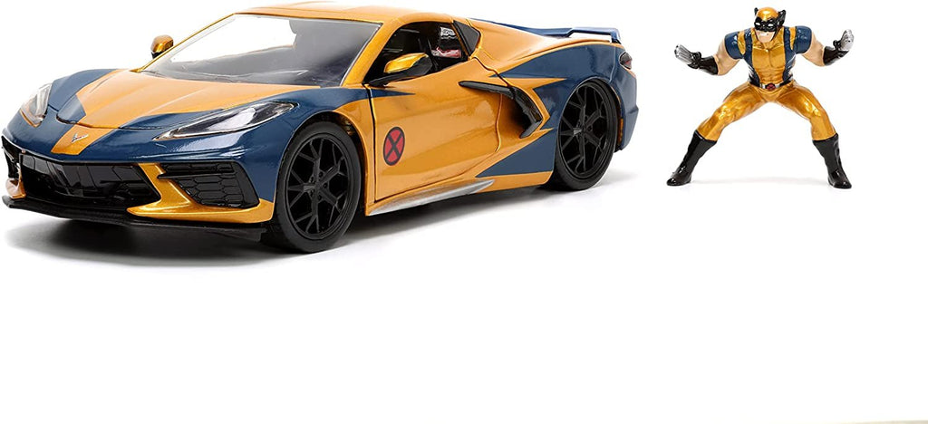 Jada Toys Marvel Wolverine X-Men 1:24 2020 Chevy Corvette Die-Cast Car with 2.75" Wolverine Figure