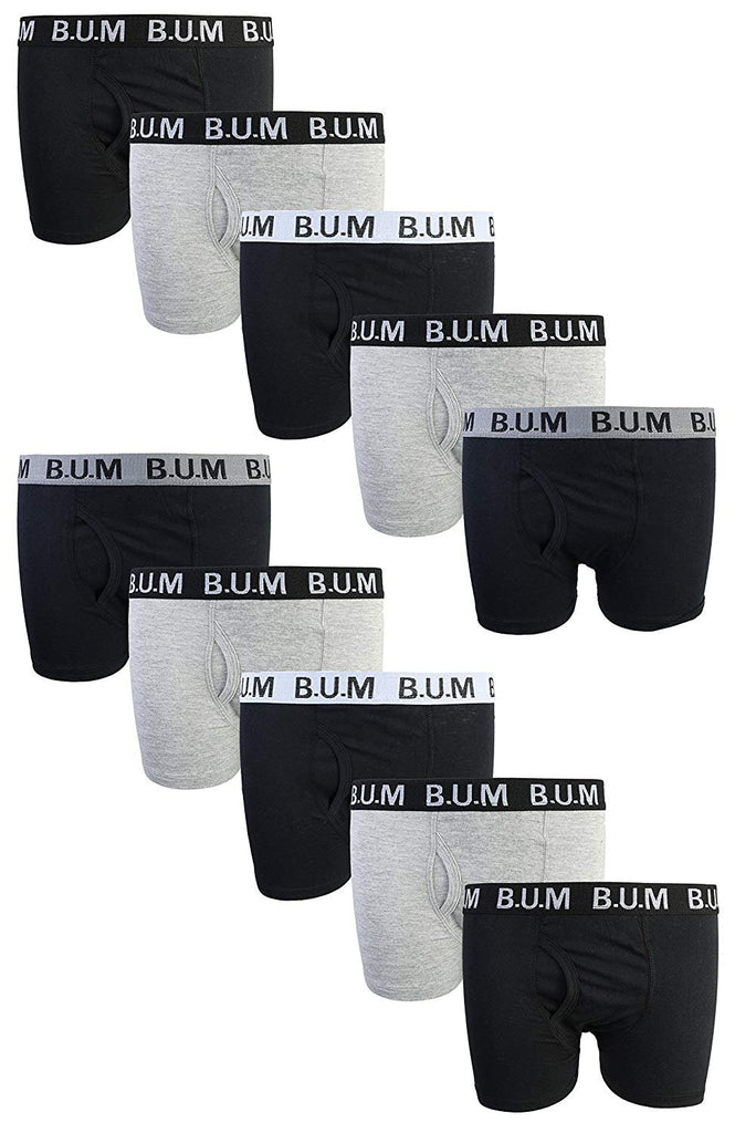 B.U.M. Equipment Boys 10 Pack Solid Boxer Briefs Underwear