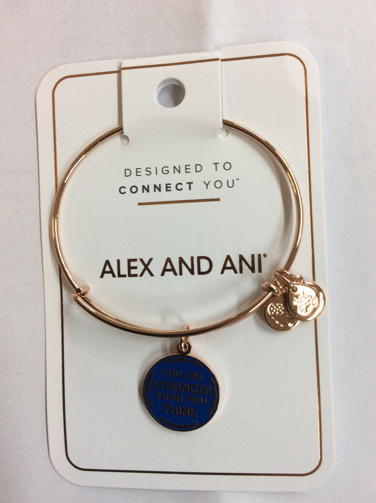 Alex and Ani You Are Stronger Than You Think Bangle Bracelet Shiny Rose Gold