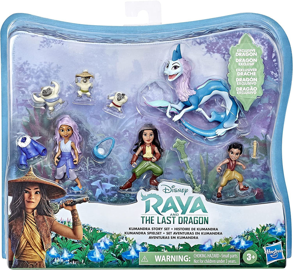 Disney's Raya and The Last Dragon Kumandra Story Set, 7 Dolls and Doll Accessories, Raya, Sisu Human, Ongis, Boun, and Sisu, Toy for Kids