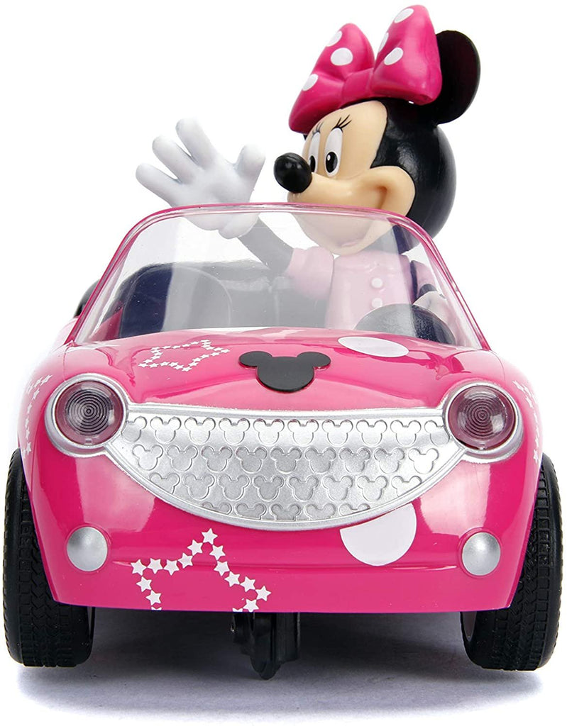 Disney Junior 7.5" Minnie Mouse Roadster RC Remote Control Car Pink 27MHz, Toys for Kids , Pink With Stars and Polka Dots