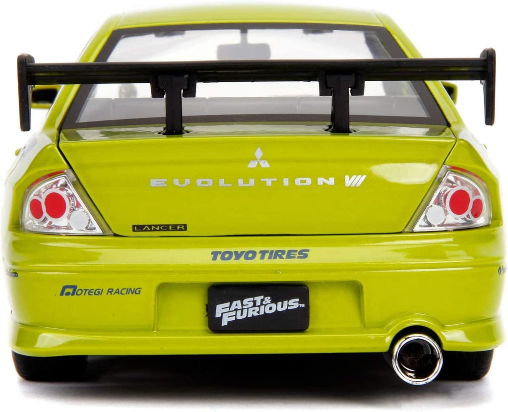 Jada Toys Fast & Furious 1:24 Brian's Mitsubishi Lancer Evolution VII Die-cast Car, Toys for Kids and Adults, Lime Green (99788)