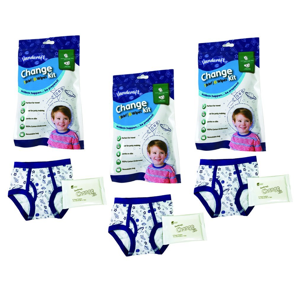 Handcraft Baby Toddler Kids 3-Pack Emergency Kit with Underwear + Wipes for Boy Or Girl