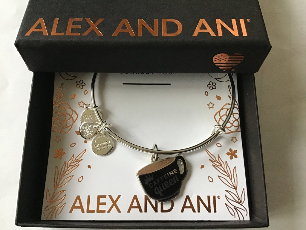 Alex and Ani Color Infusion Caffeine Queen Bangle Bracelet Shiny Silver One Size