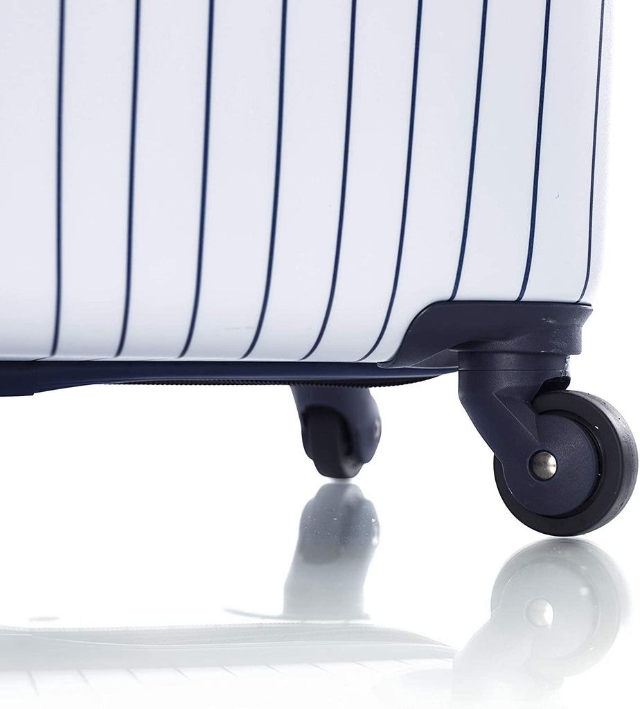 Heys America New York Yankees Officially Licensed Expandable Spinner Luggage (White, 26-Inch)