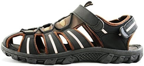 Mens Easy USA Waterproof Sport Sandals, Black/Brown, 11 M US