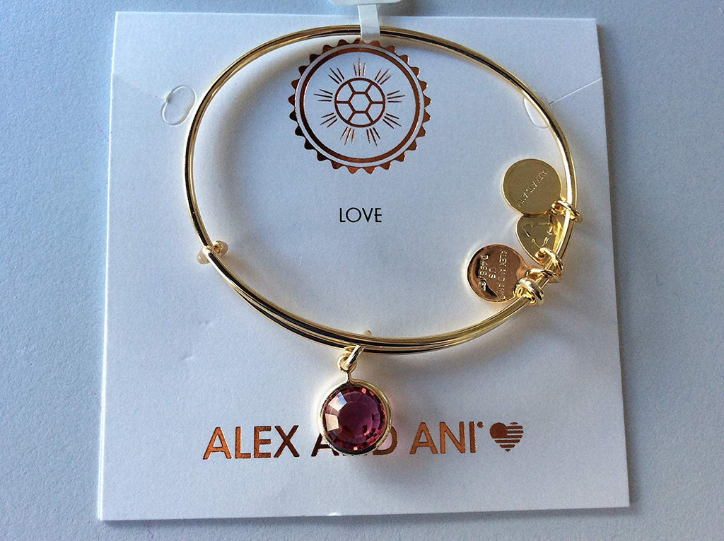 Alex and Ani October Color Code Rose Bangle Bracelet Shiny Gold NWTBC