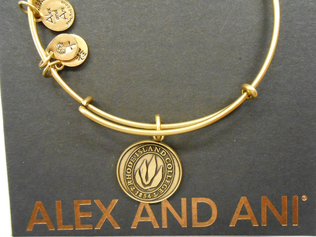 Alex and Ani Collegiate University of Rhode Island Logo Expandable Rafaelian Gold-Finish Wire Bangle Bracelet