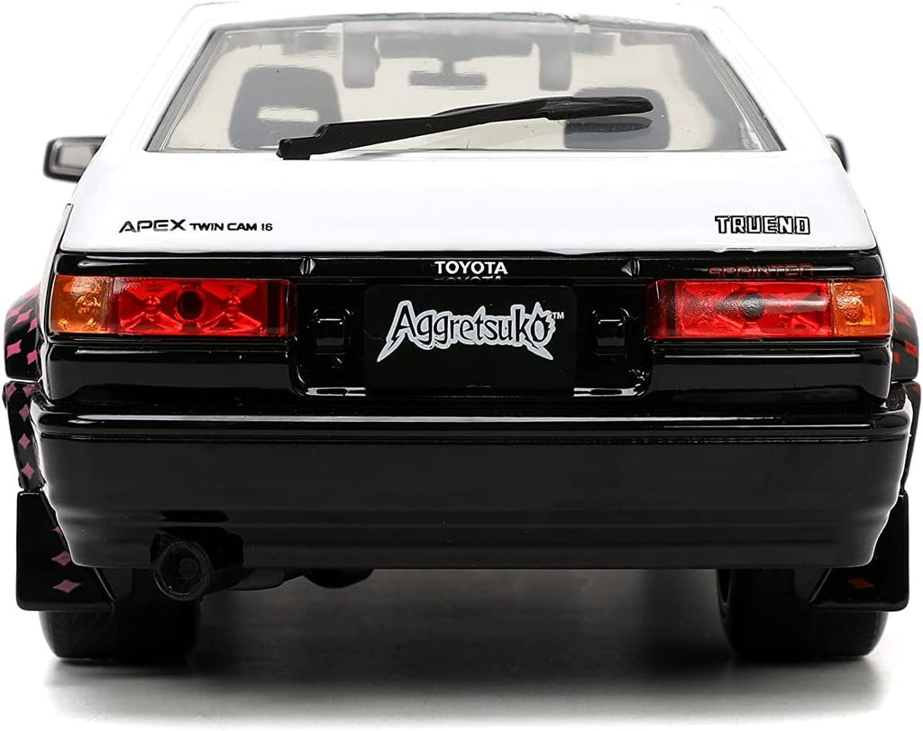 Jada Toys Sanrio 1:24 1986 Toyota Trueno (AE86) Die-cast Car & Aggretsuko️ Figure, Toys for Kids and Adults (33725)
